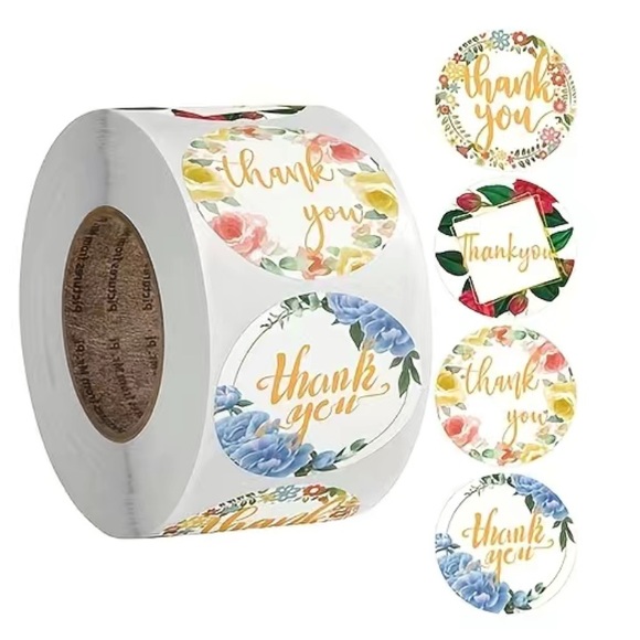 500 1” Roll Garland Thank You Stickers PRICE IS FIRM - Picture 1 of 3